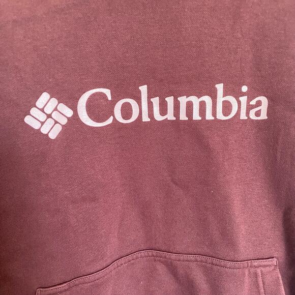 Columbia Hooded Sweatshirt Burgundy Large - Picture 6 of 8
